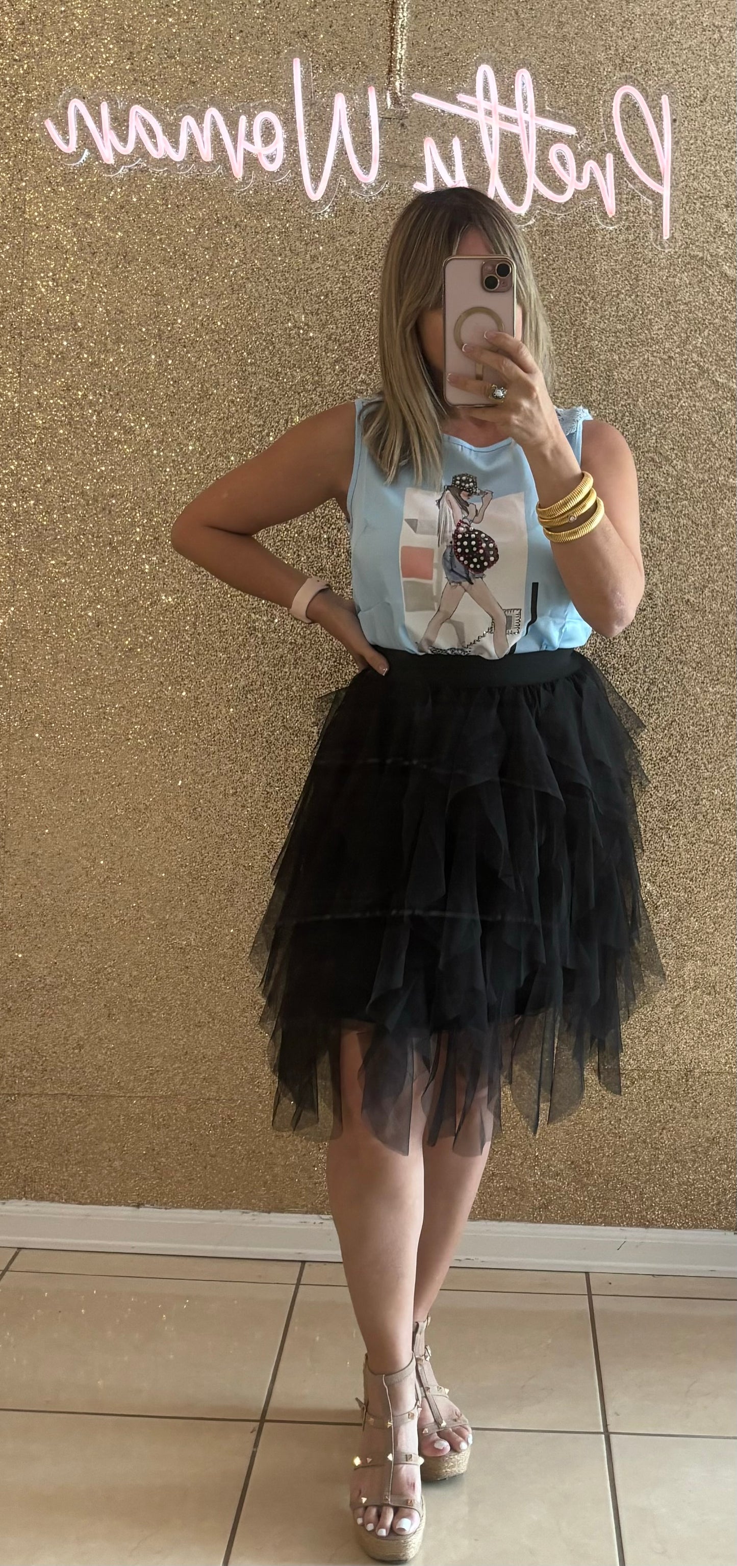 Olivia Blue Pearl Top