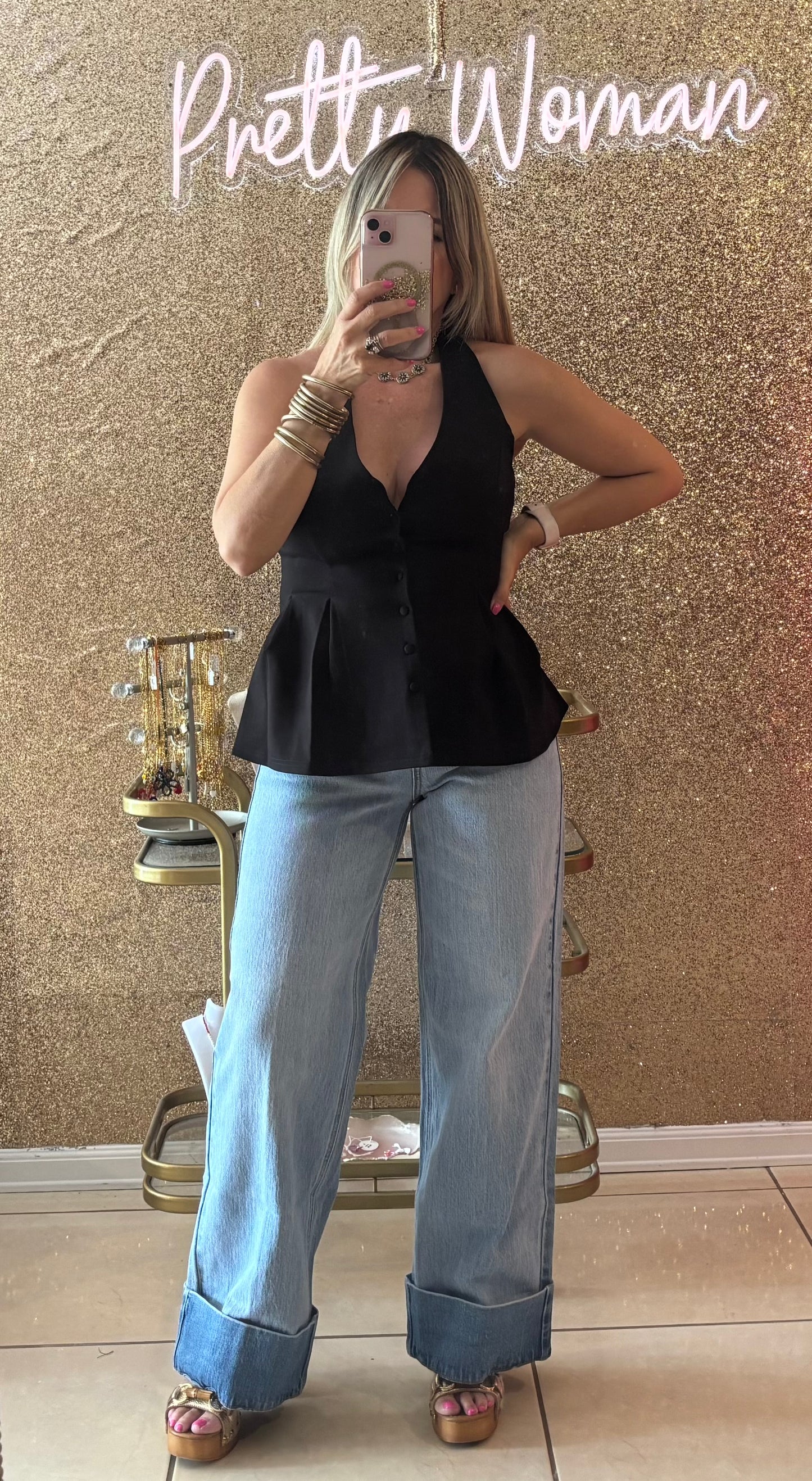 Eloisa Peplum Black Top