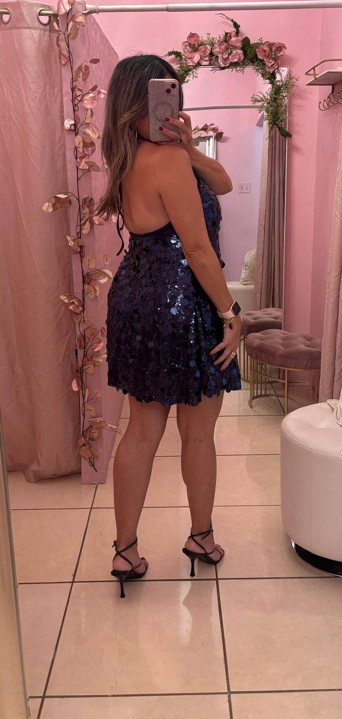 Elena Navy Sequins Dress
