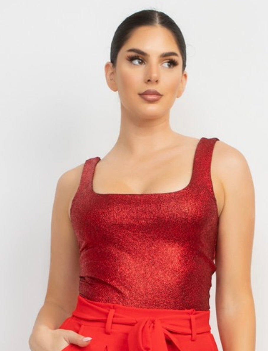 Metallic Rubi Red Bodysuit