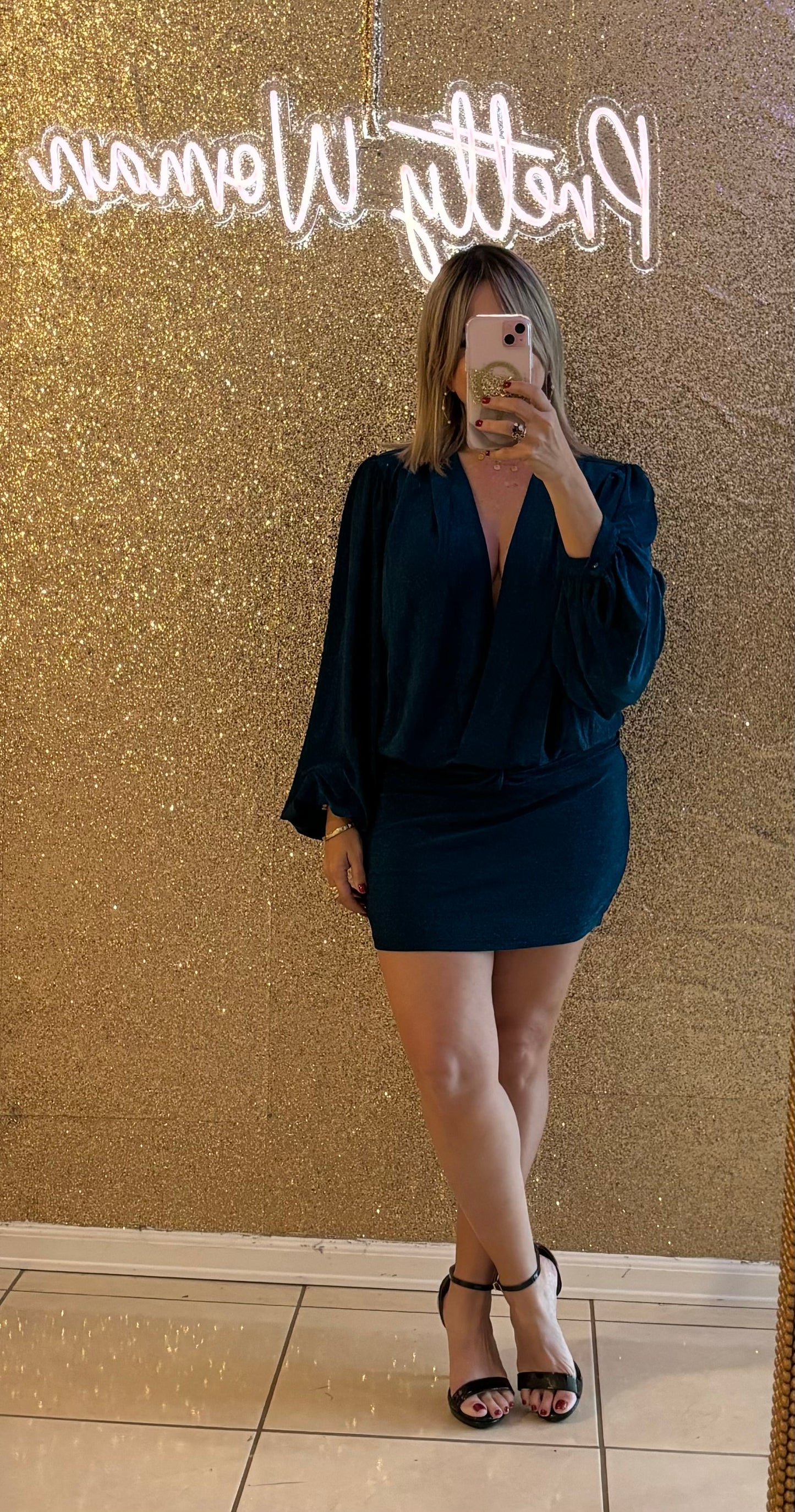 Marianela Teal Mini Dress