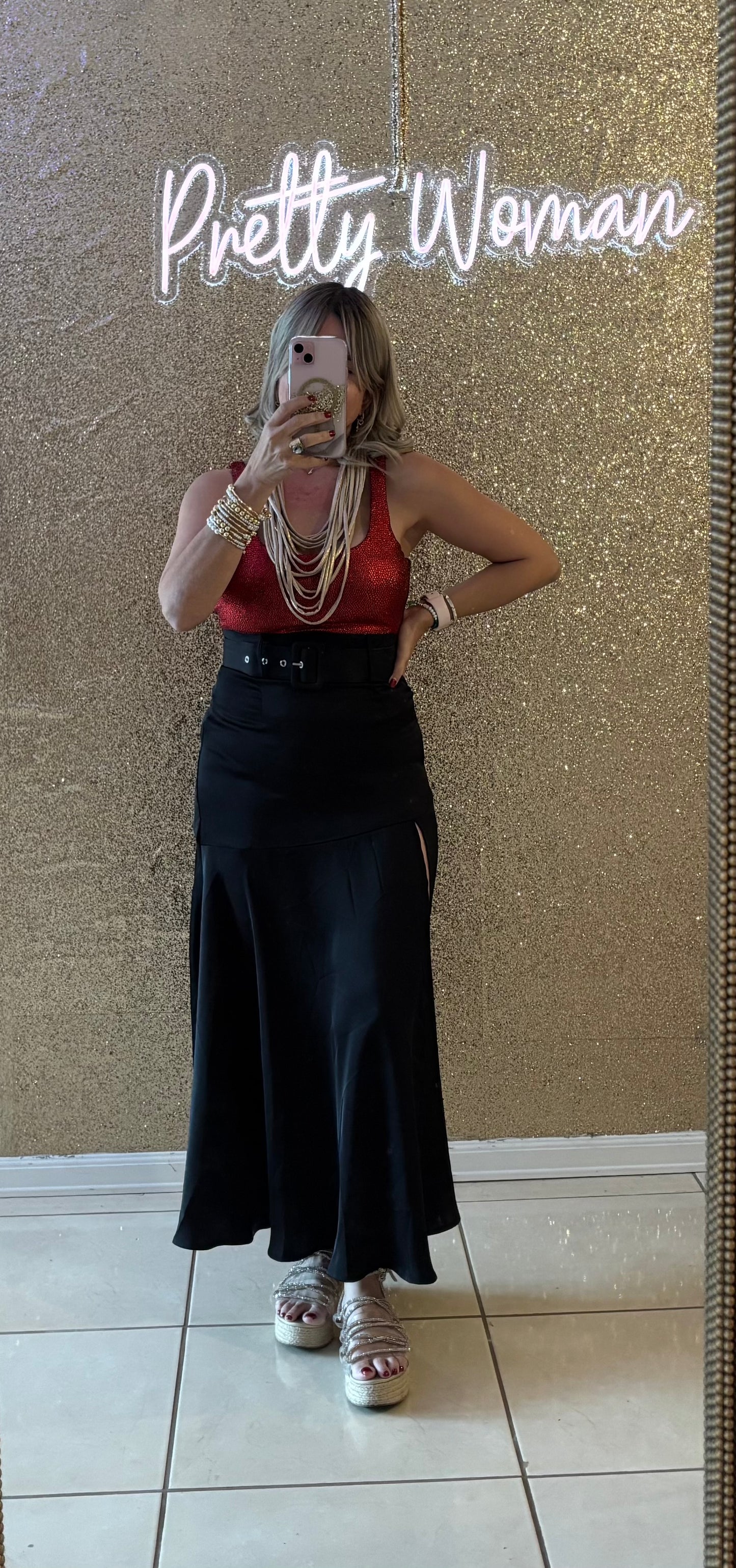 Metallic Rubi Red Bodysuit