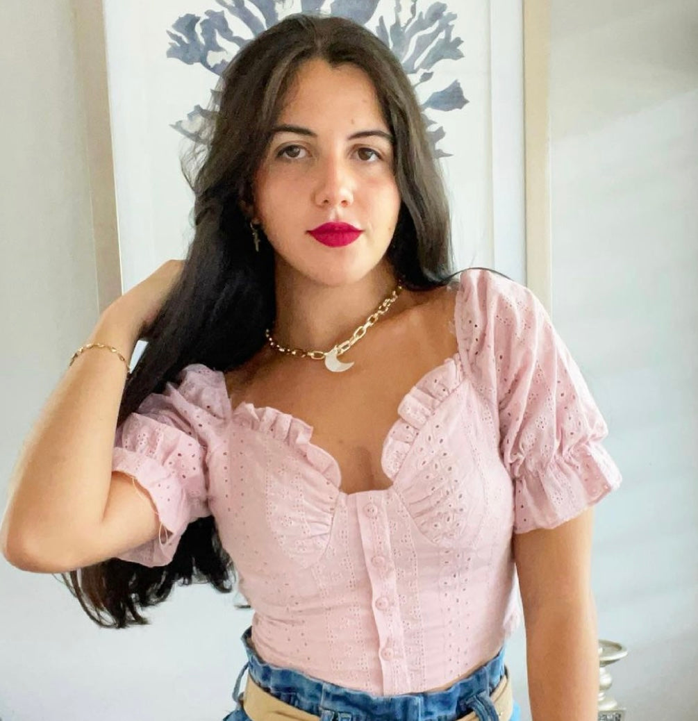 Eyelet Pink Top