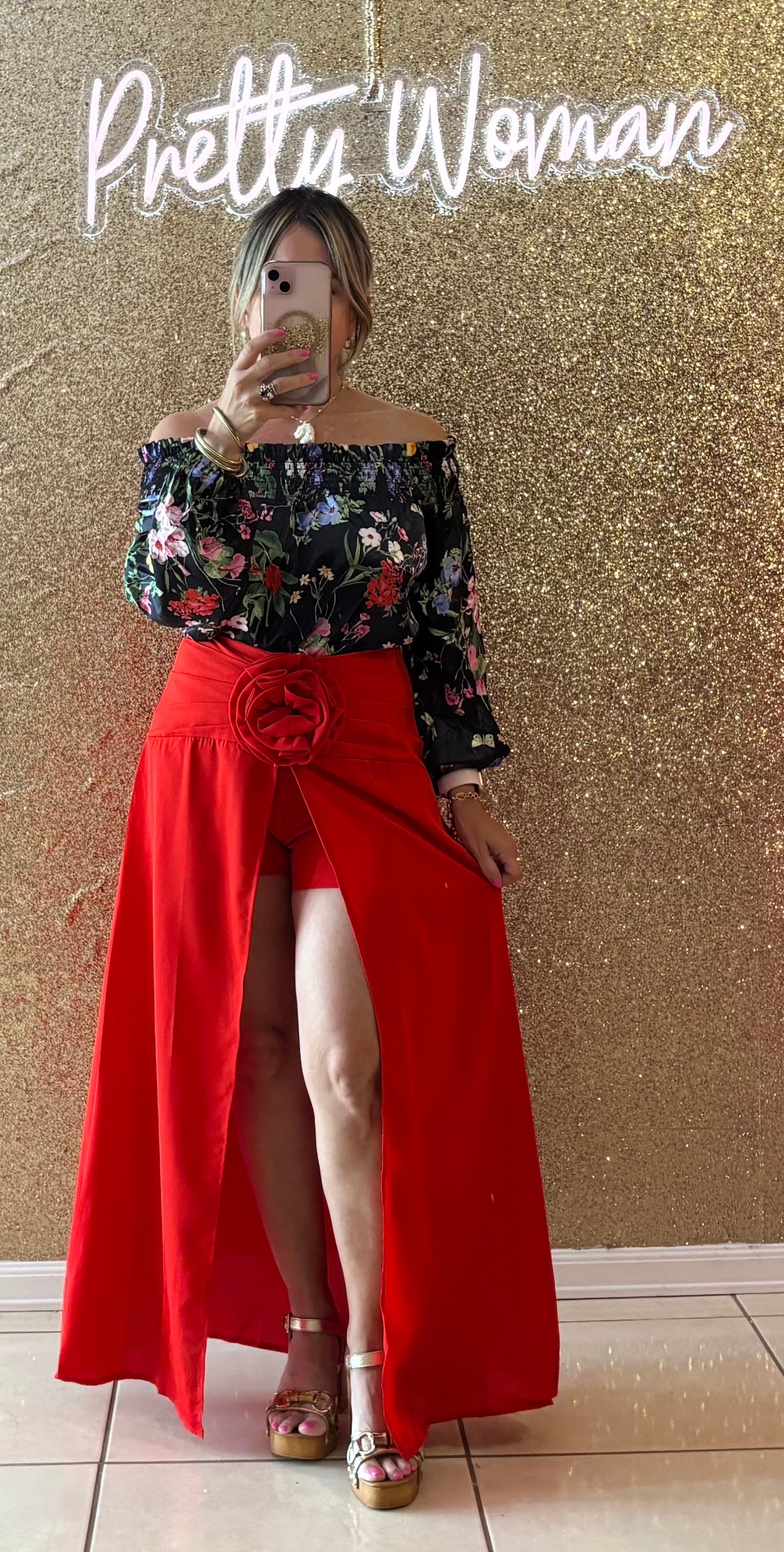 Salma Red Skort