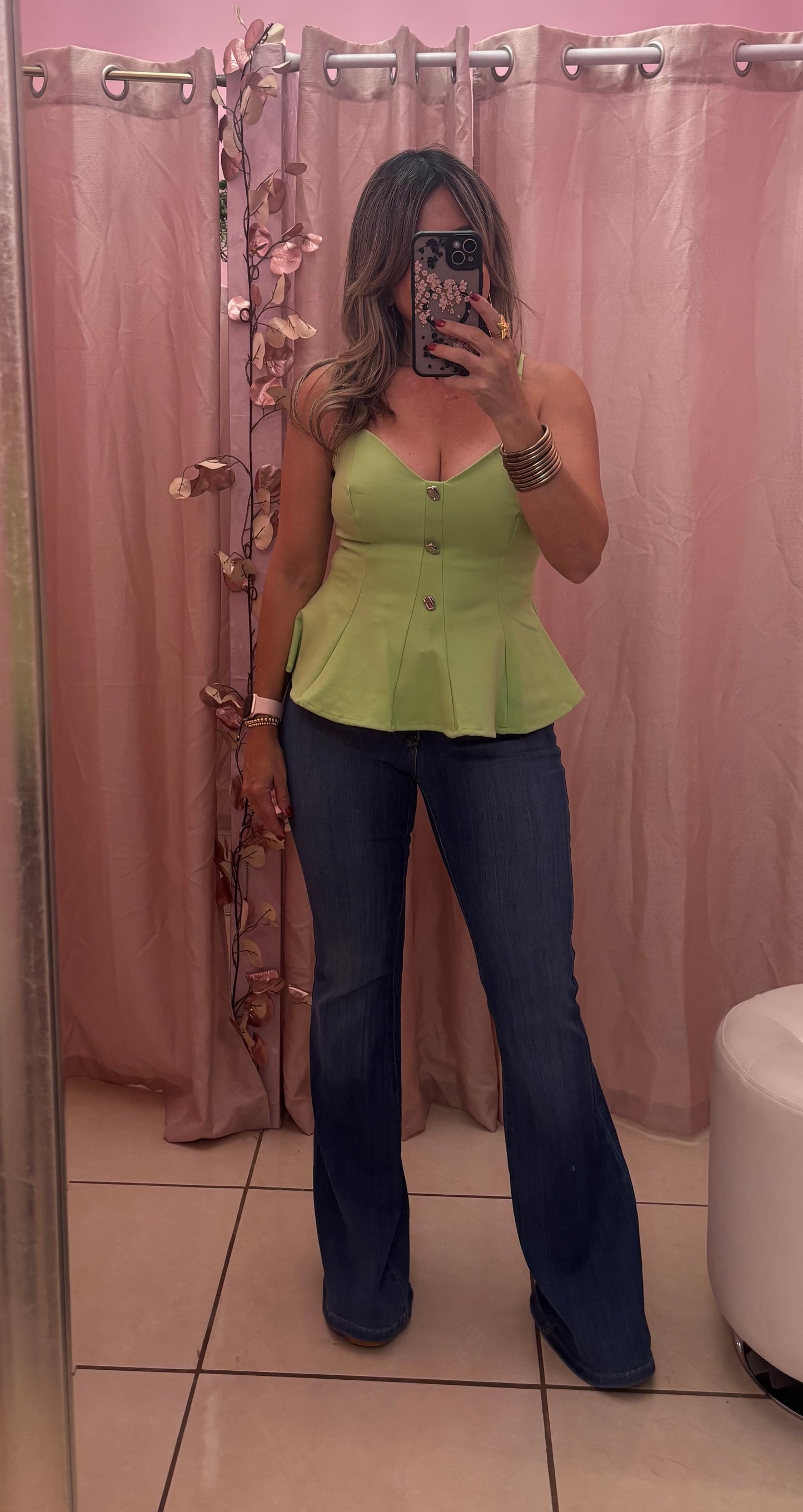 Gina Green Peplum Top