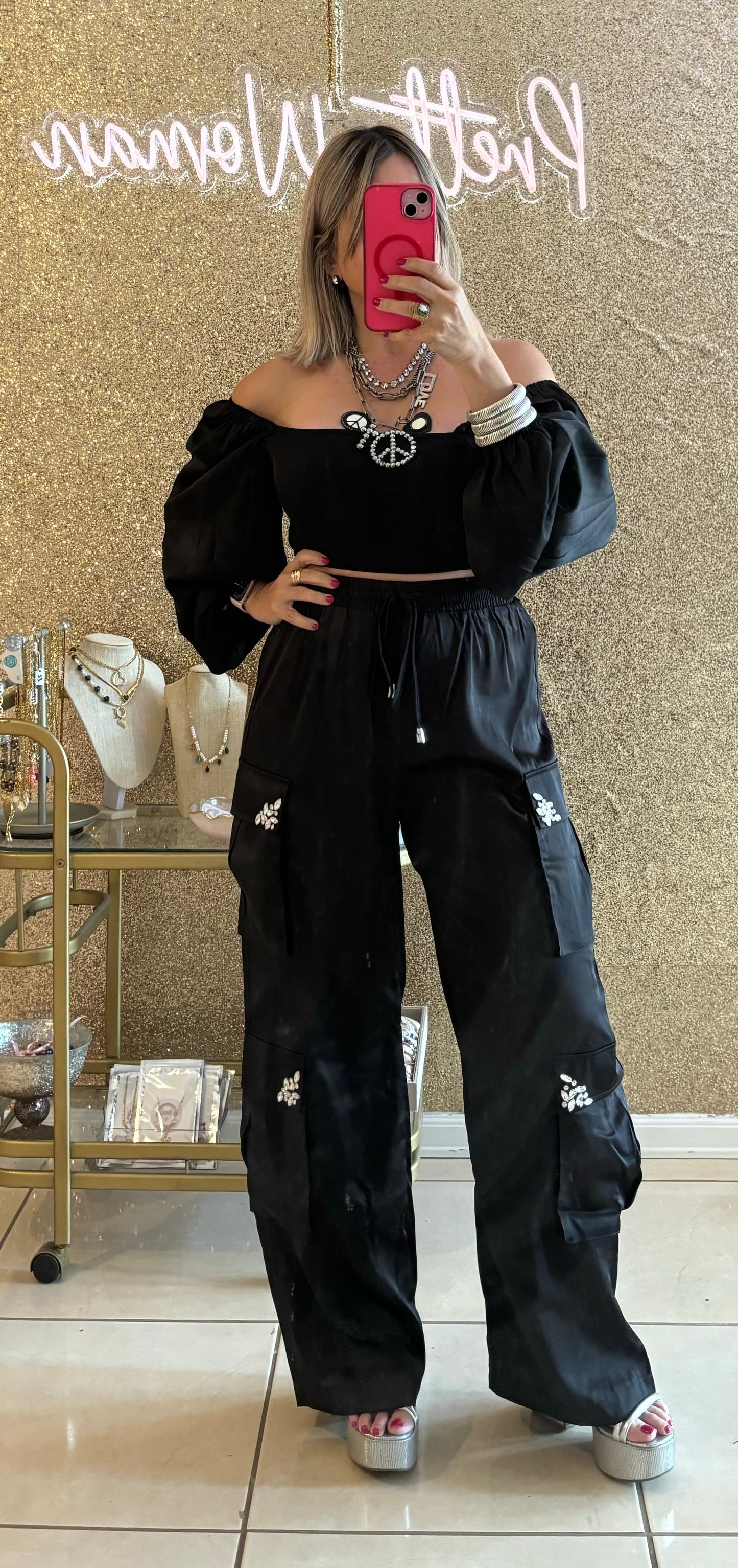 Choe Satin Cargo Pants