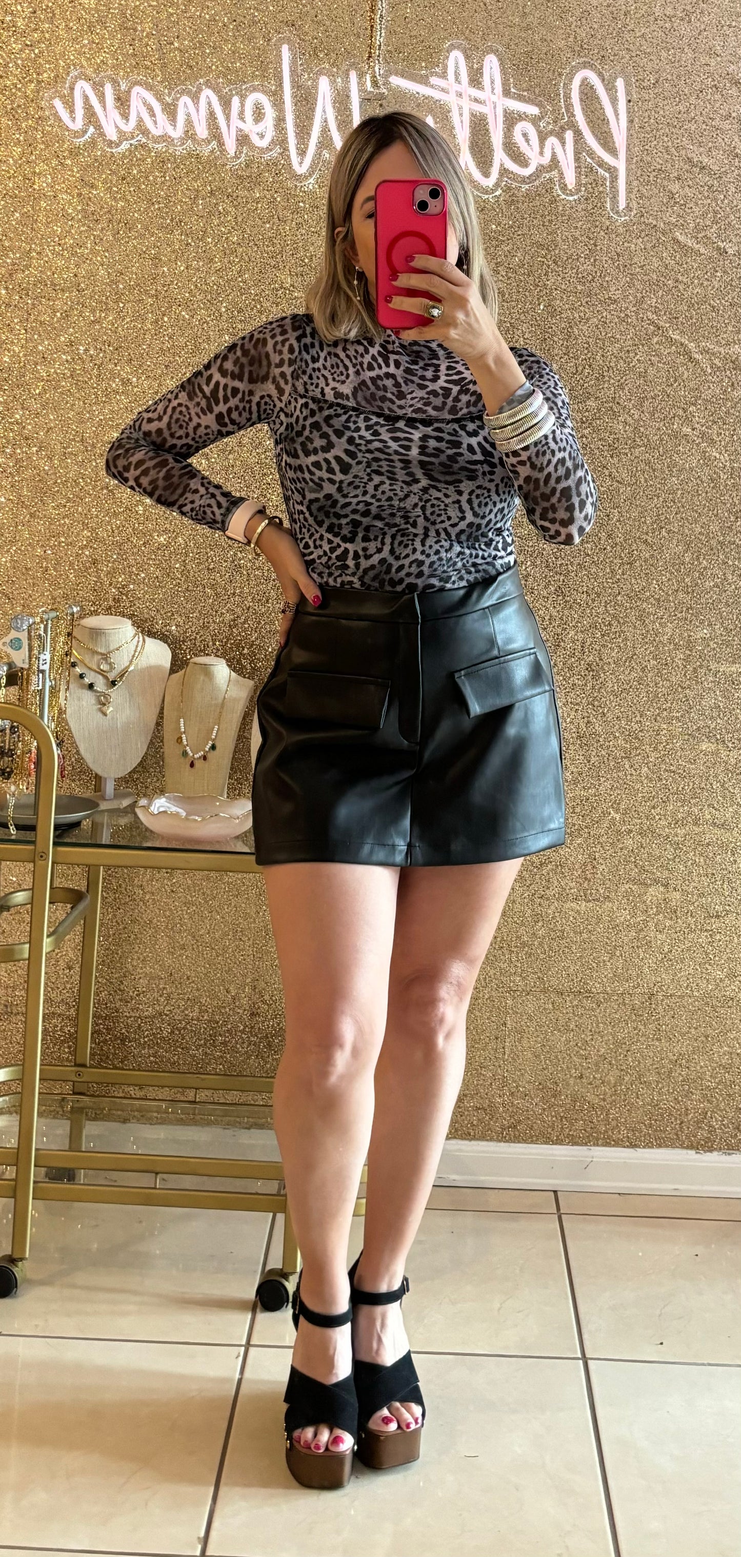 Aurora Leather Skort