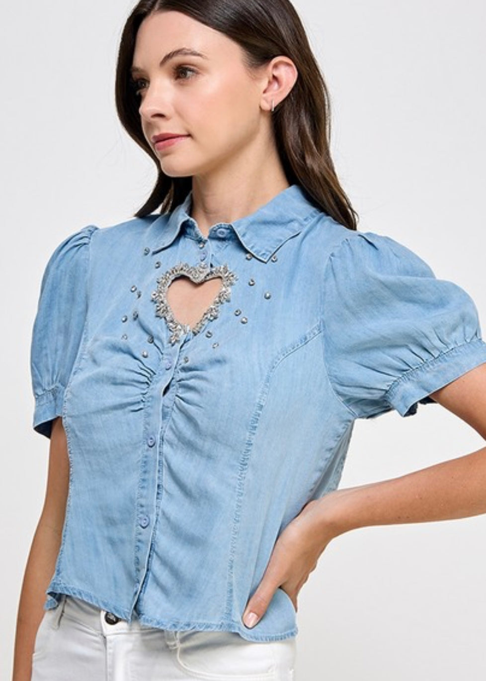 Isabella Heart Denim Top