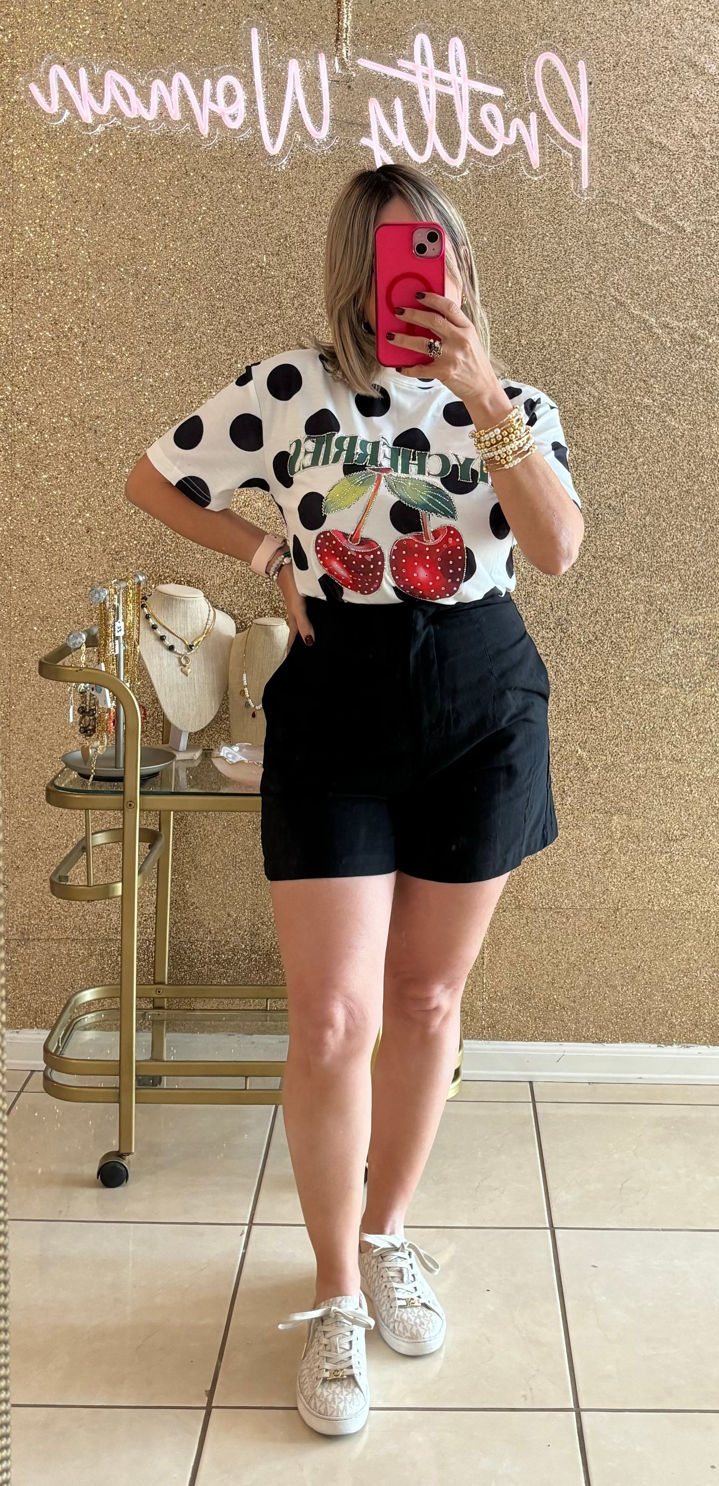 Eleonor Cherry Polka Dot Top