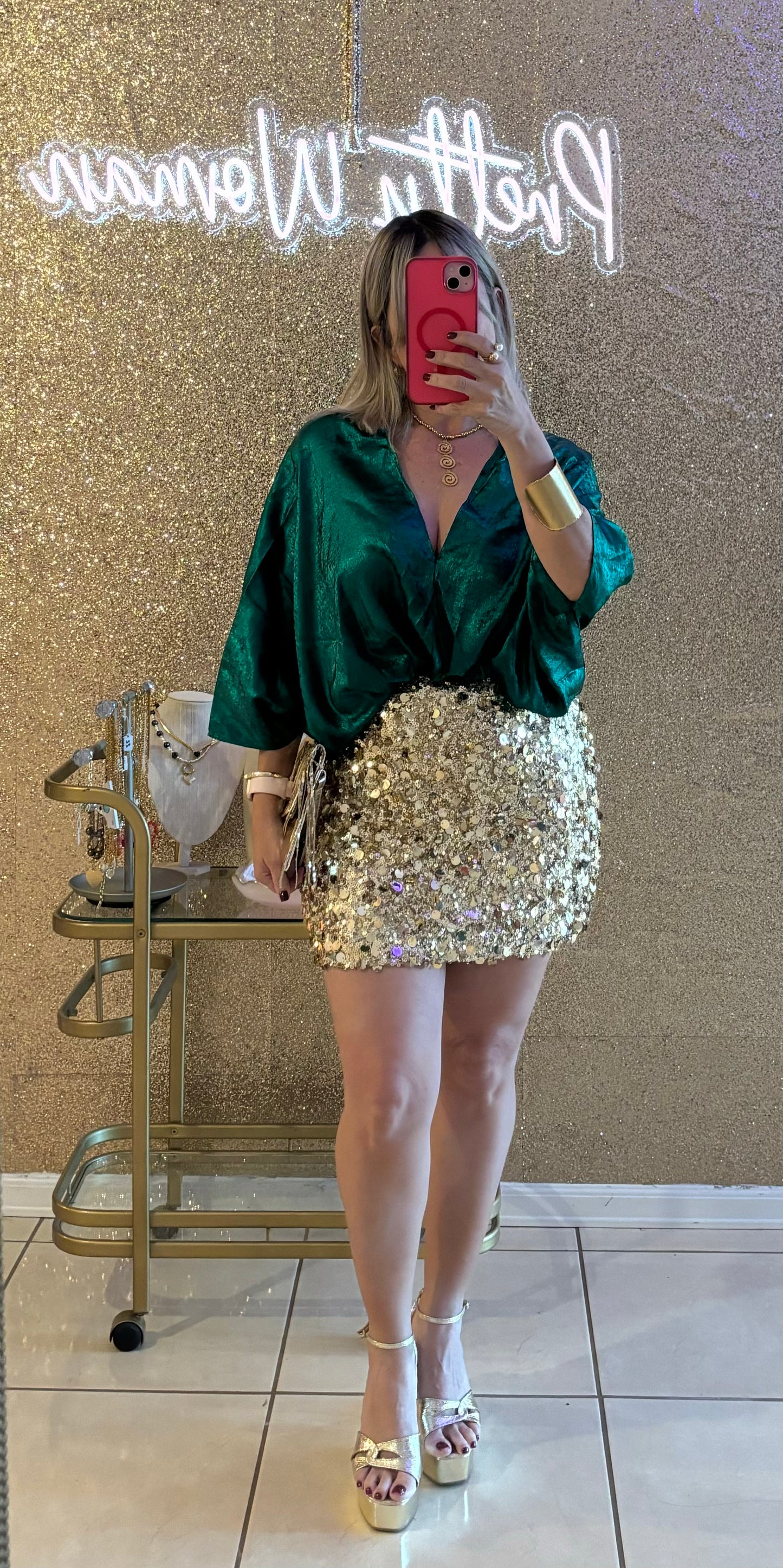 Elena Sequins Gold Skirt