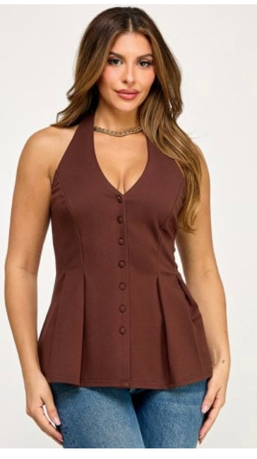 Eloisa Peplum Chocolate Top