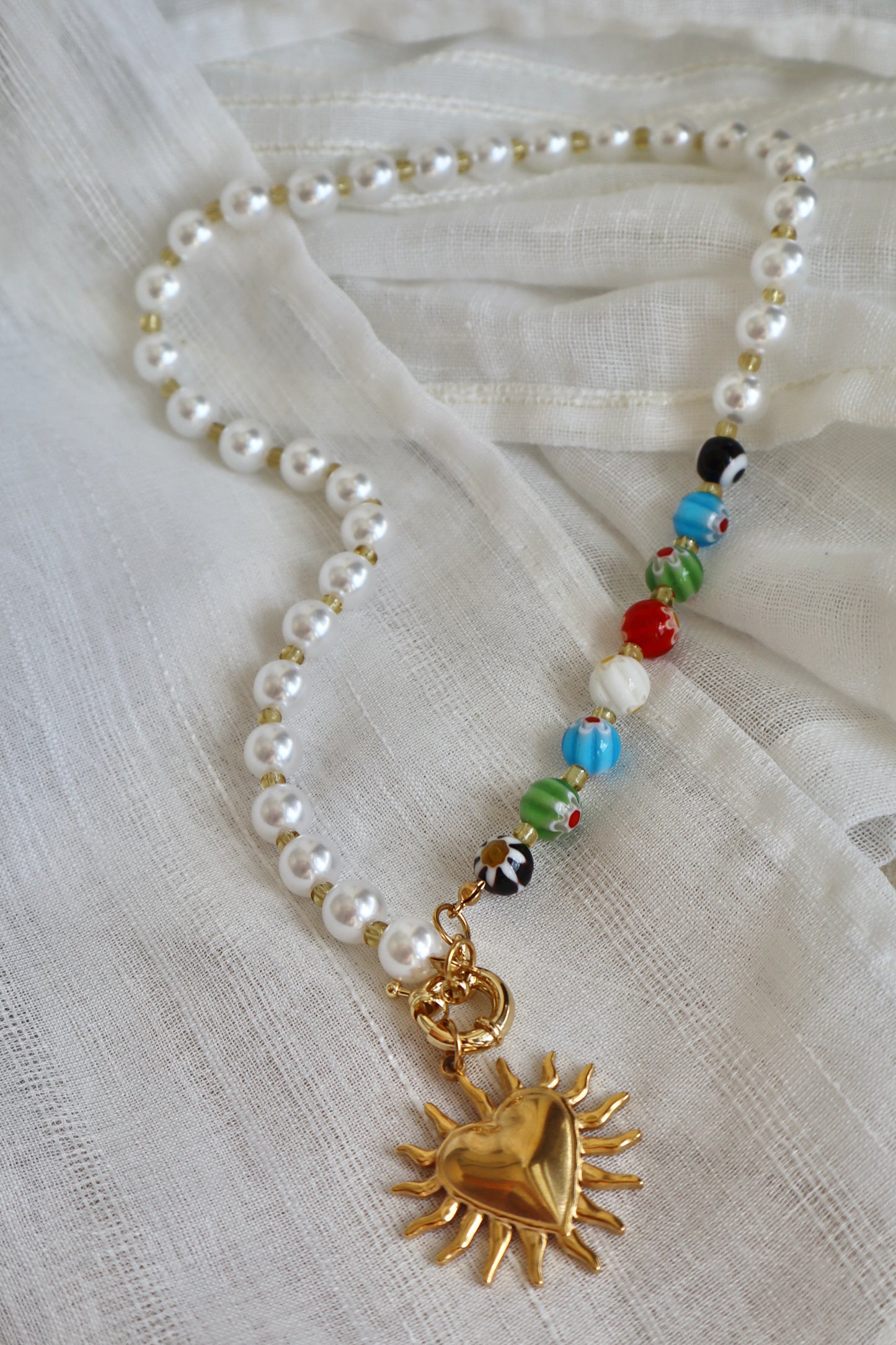 Sunset Pearl Sun Necklace