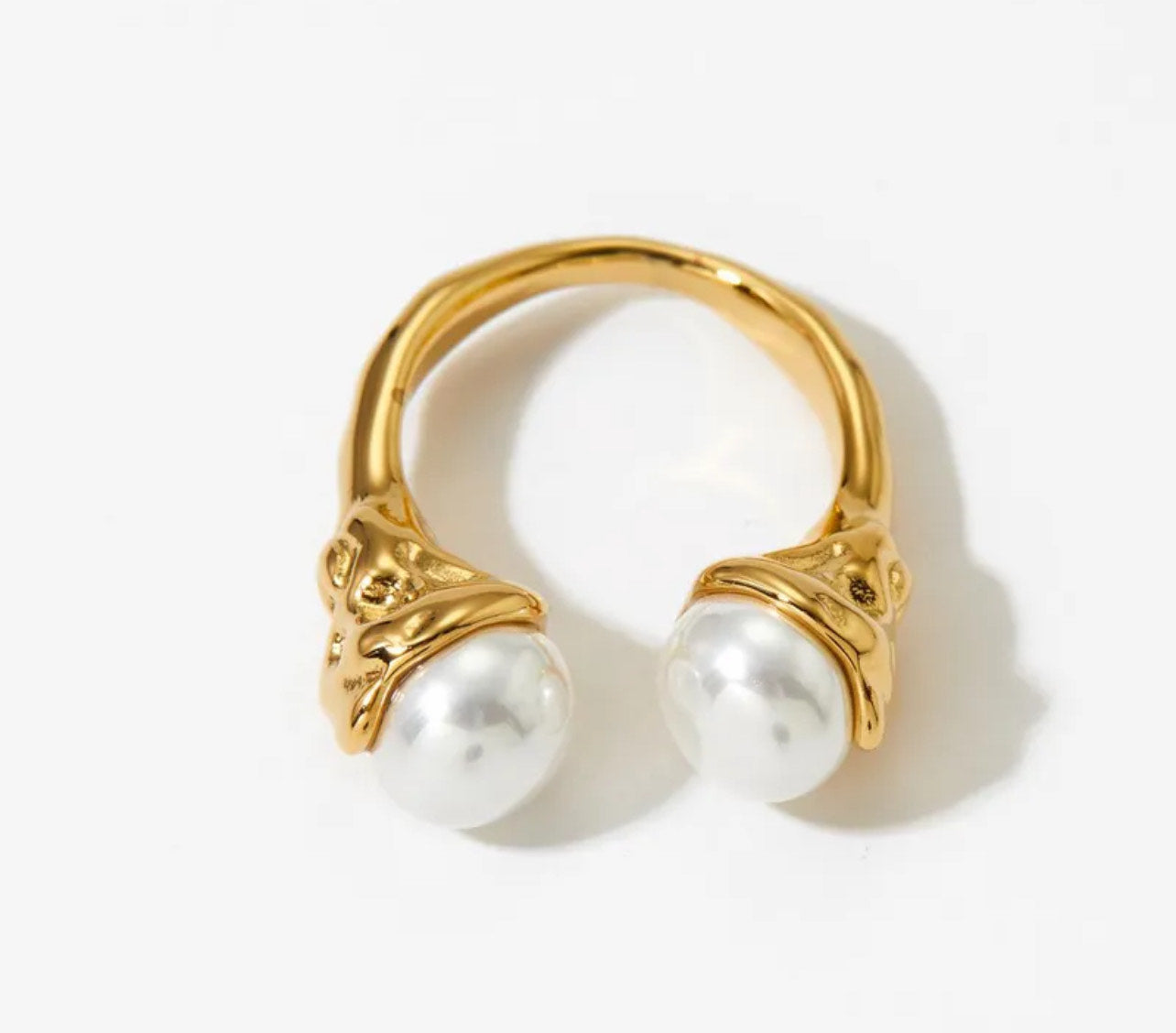 Open Gold Pearl Ring