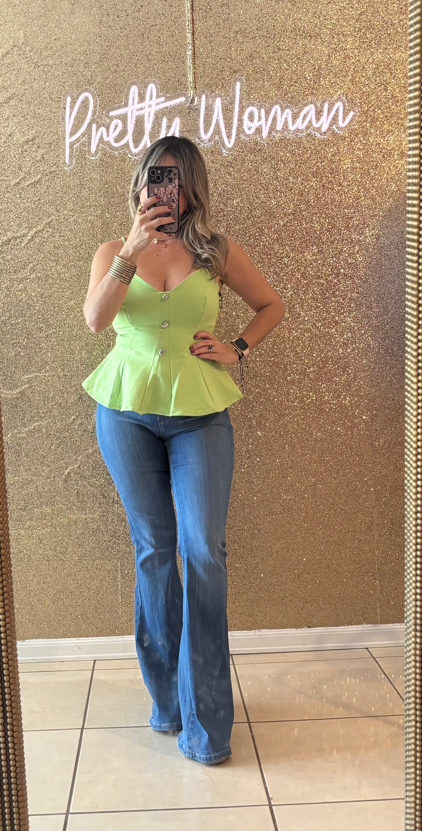 Gina Green Peplum Top
