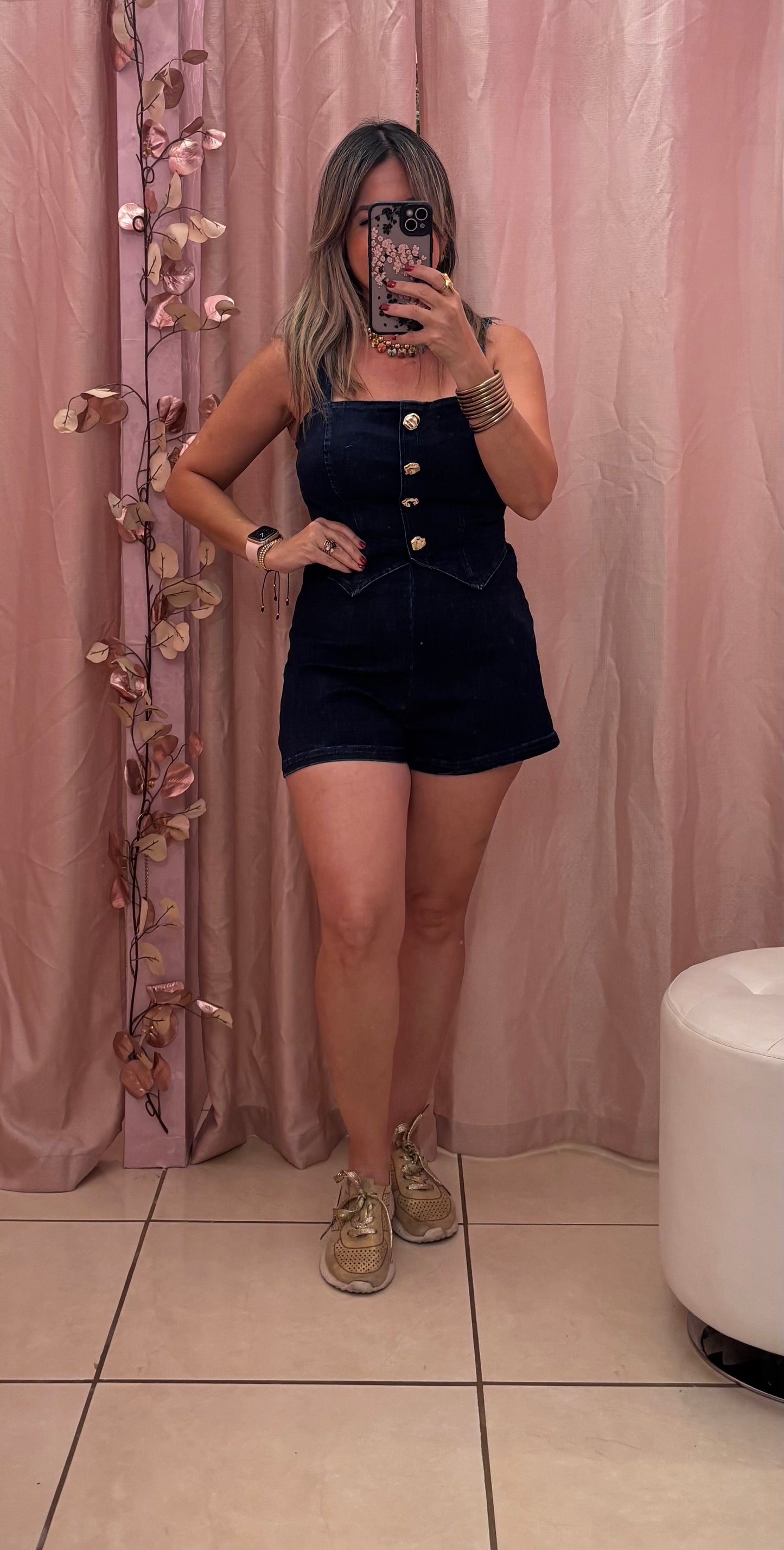 Eloisa Dark Denim Romper