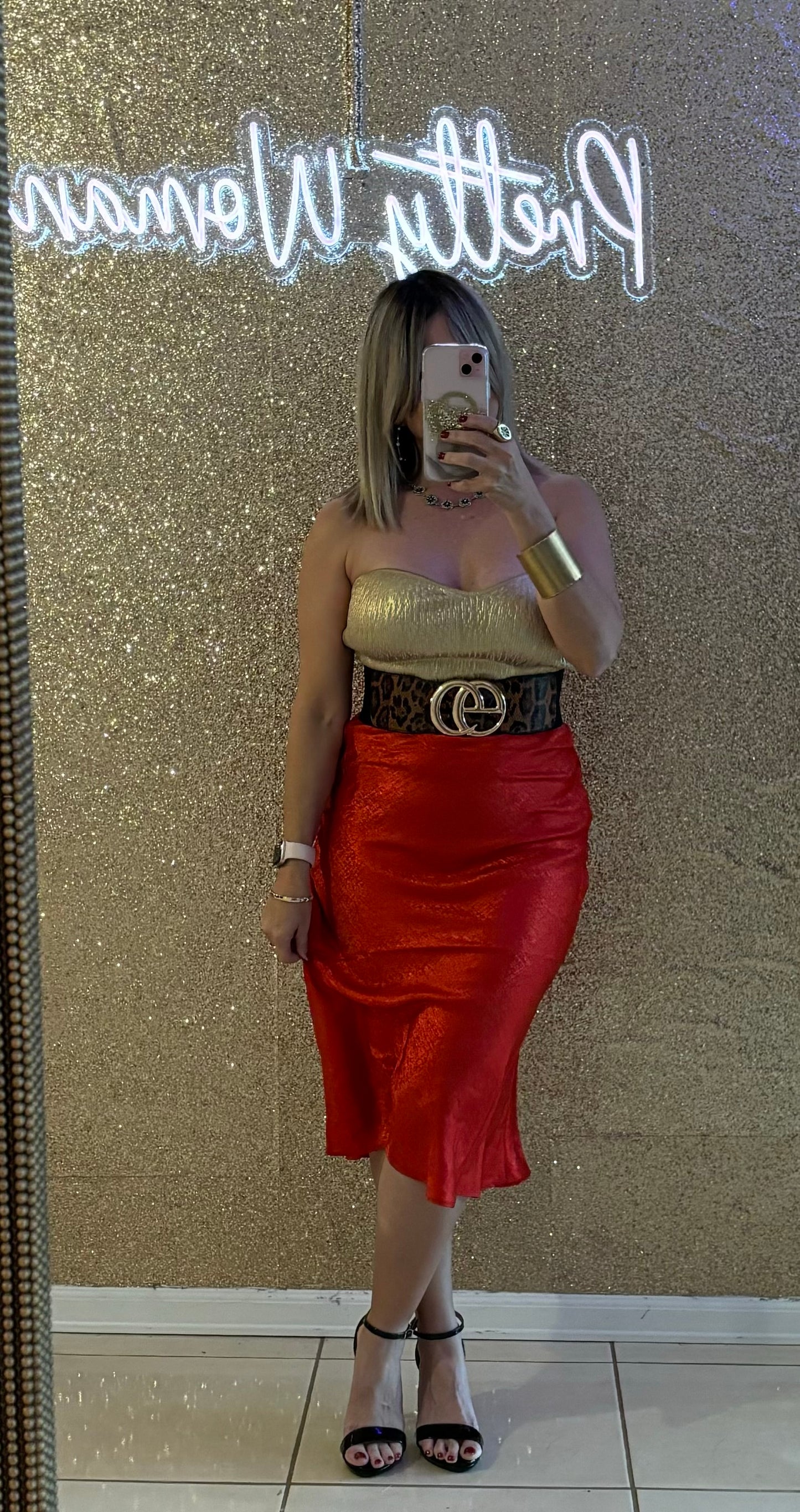 Inna Metallic Satin Skirt