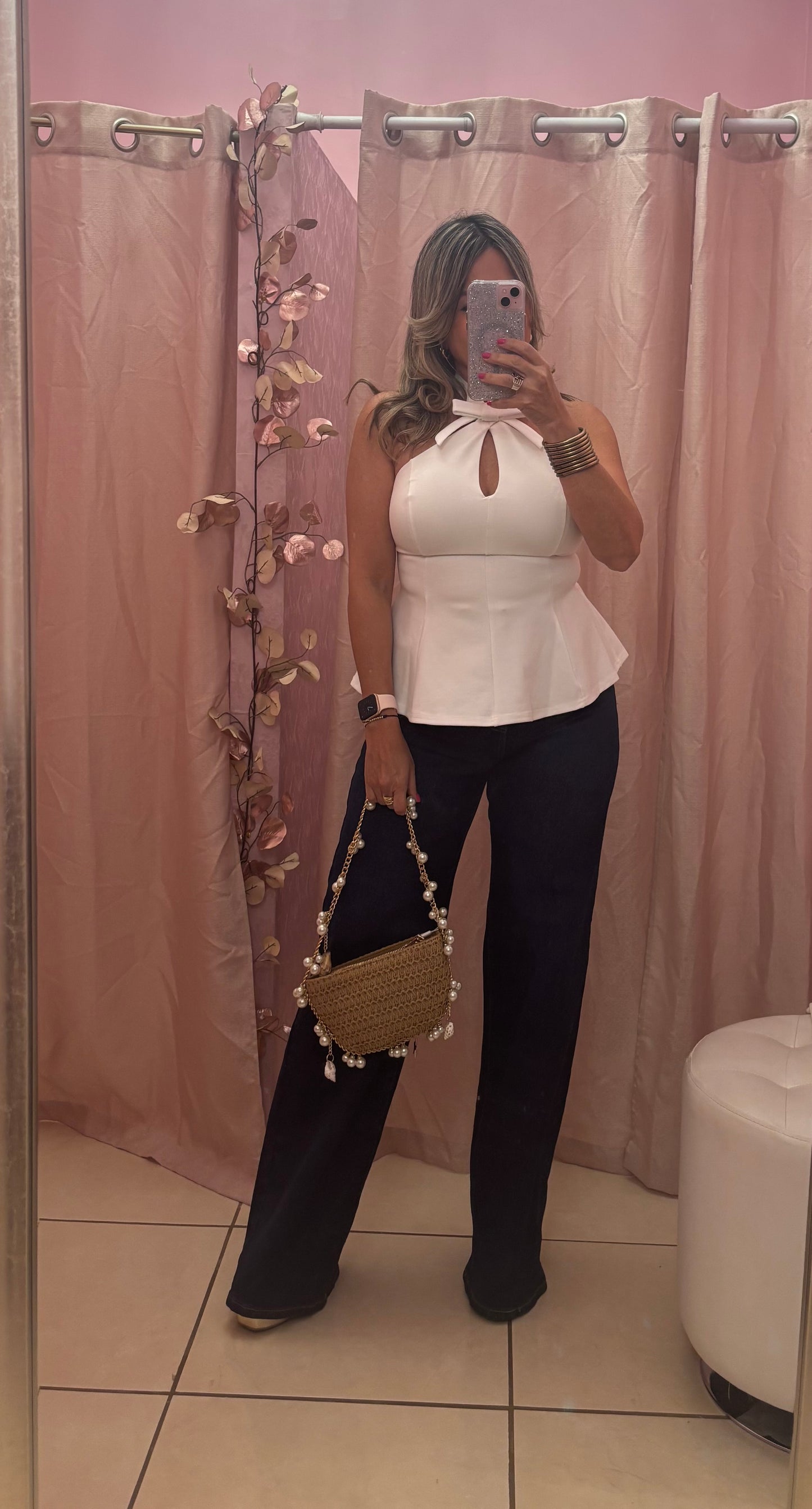 Cecilia White Bow Top
