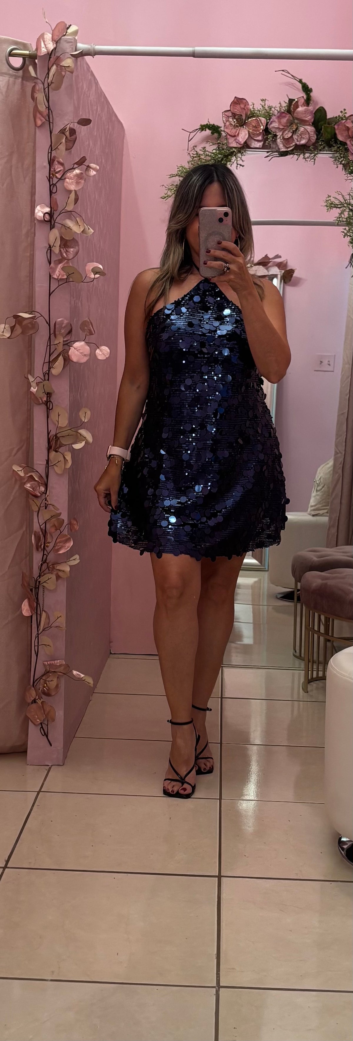 Elena Navy Sequins Dress