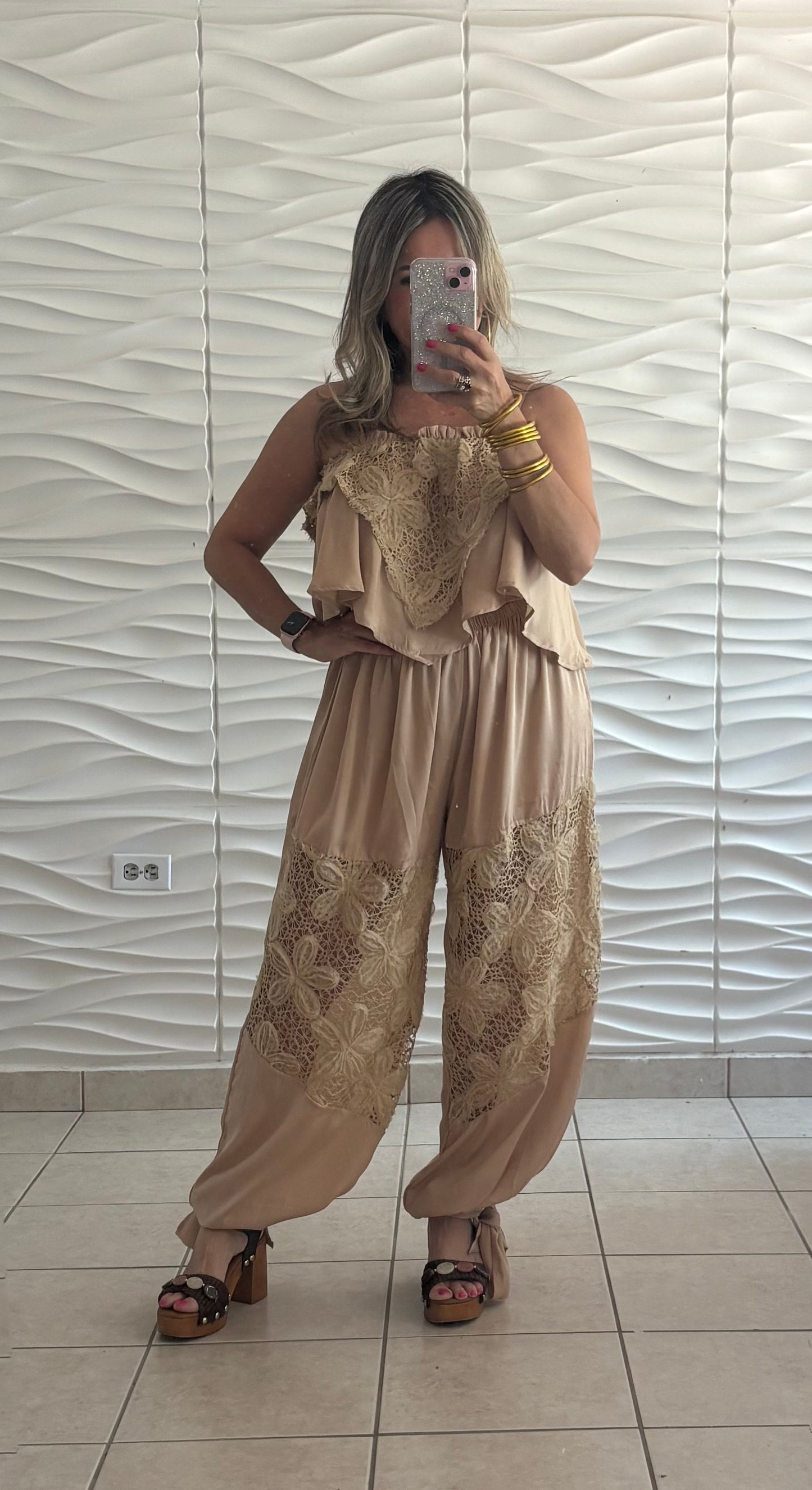 Elaine Lace & Crochet Pant Set