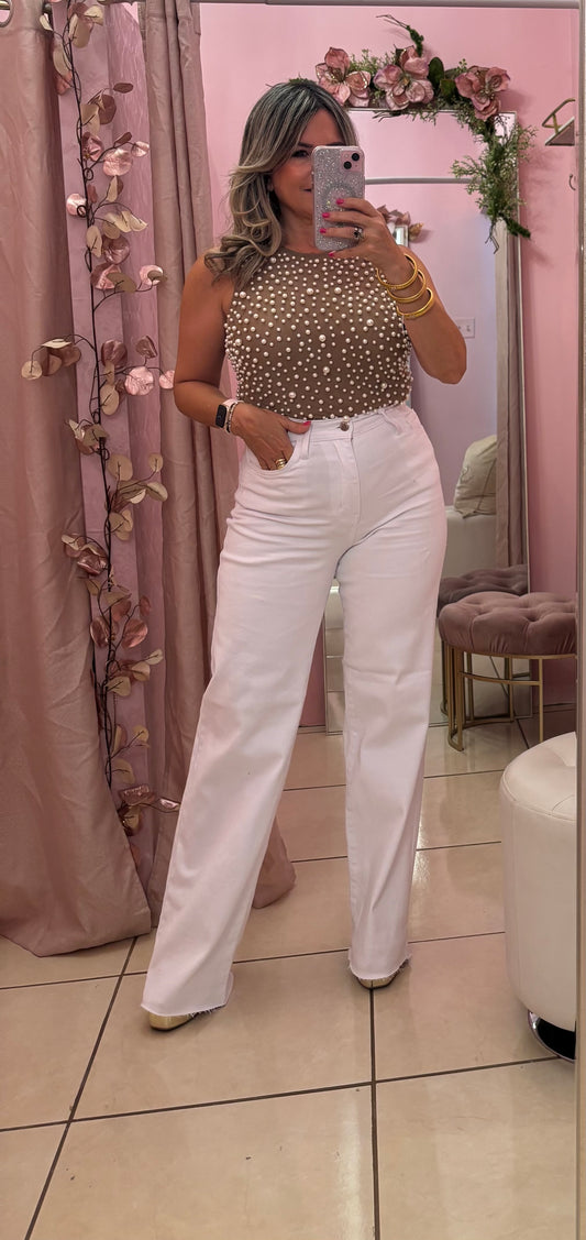 Maria Pearl Mocha Bodysuit