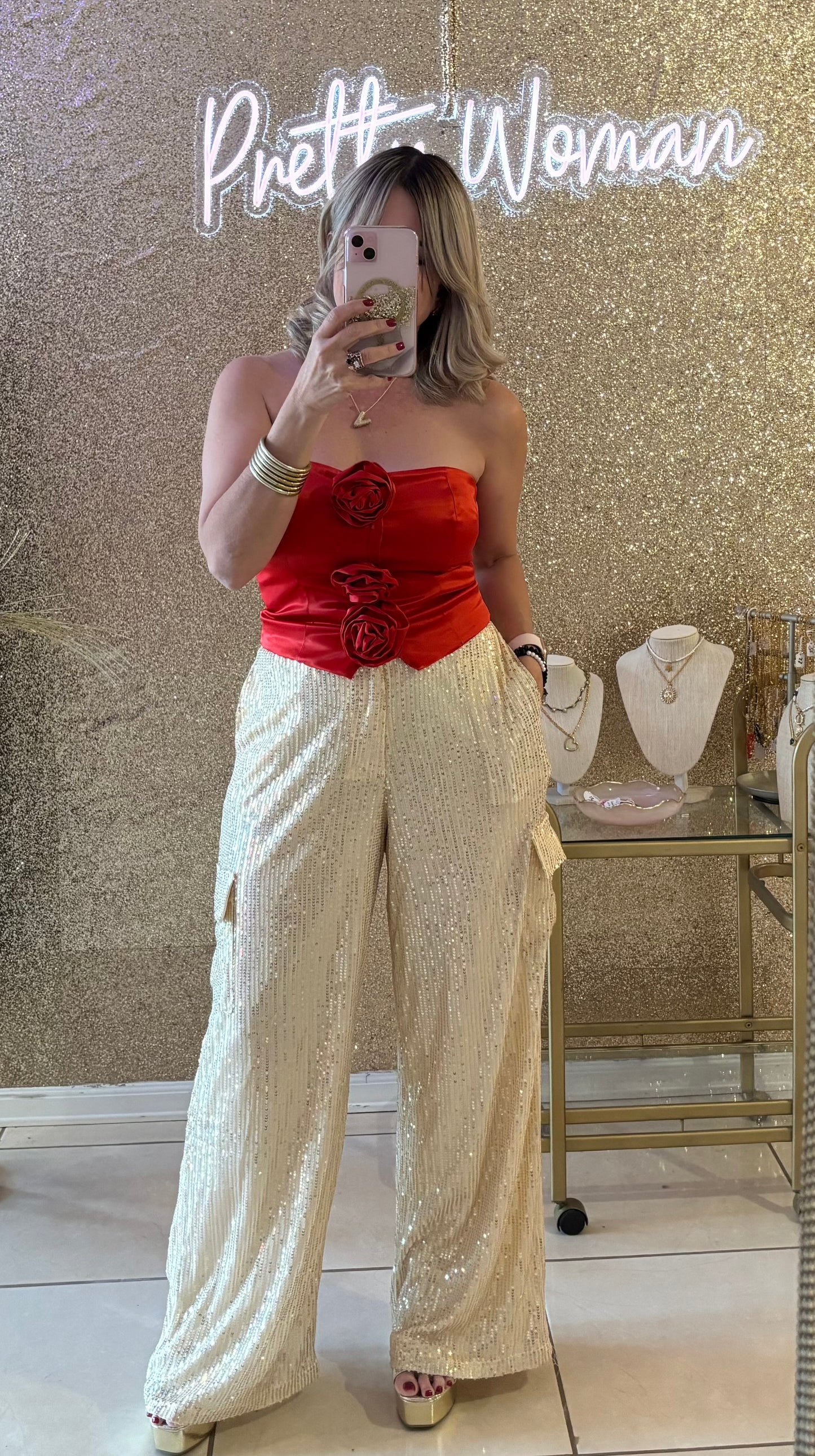 Sophia Sequins Gold Pants