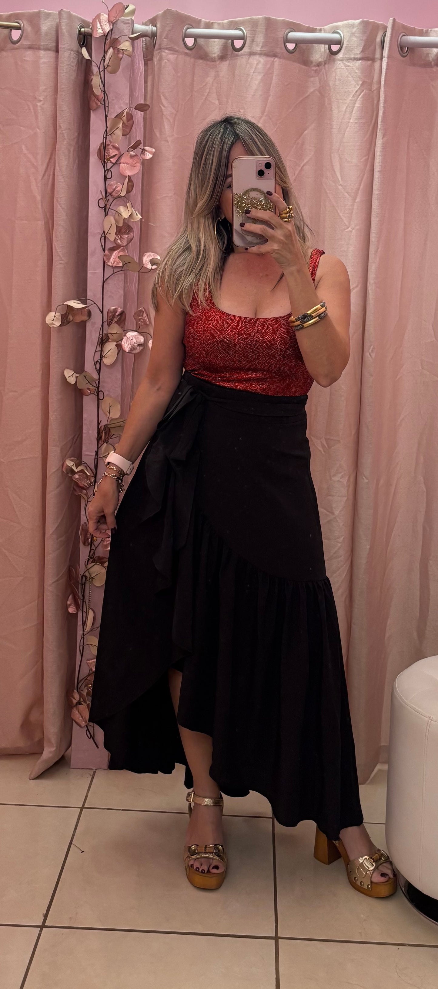 Eva Wraparound Black Skirt