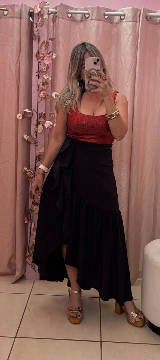 Eva Wraparound Black Skirt