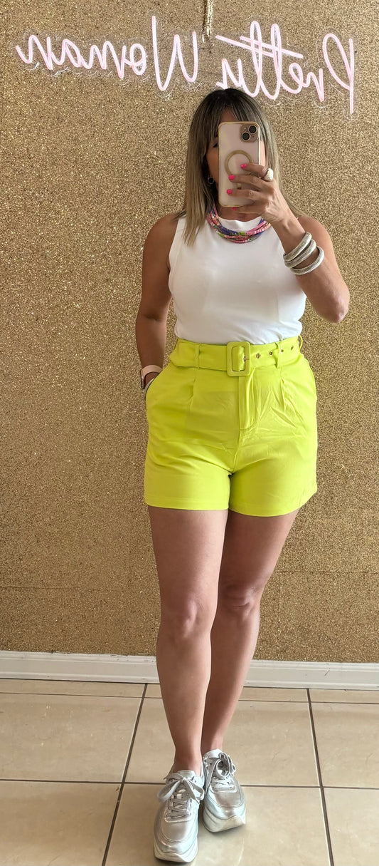 Emma Lime Belted Short