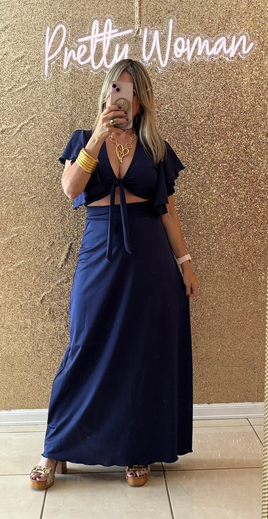 Sofia Navy Skirt Set